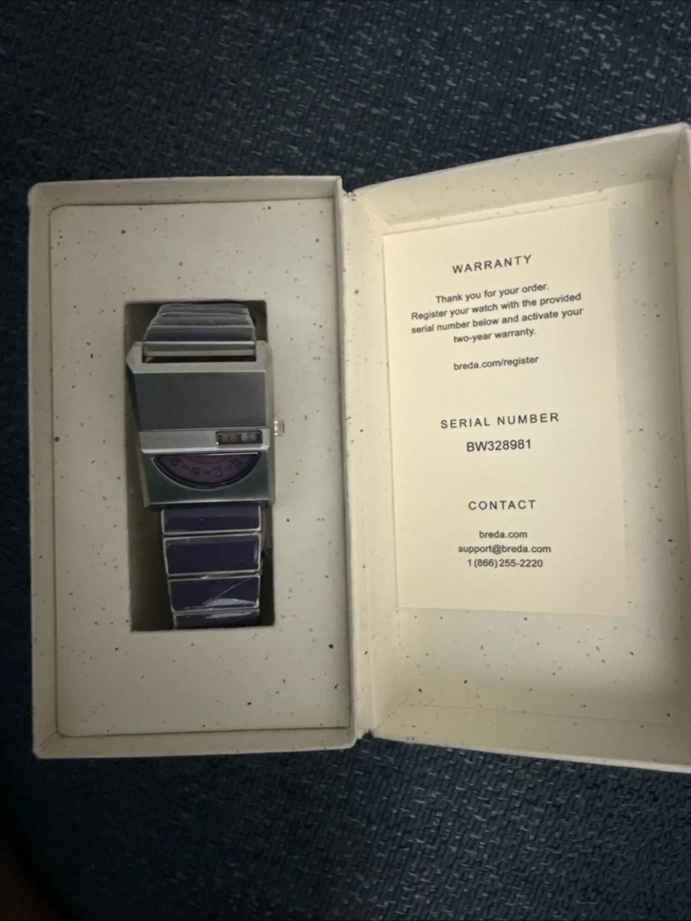 Breda Pulse Tandem Stainless Steel Bracelet Watch, 26mm purple New with Box